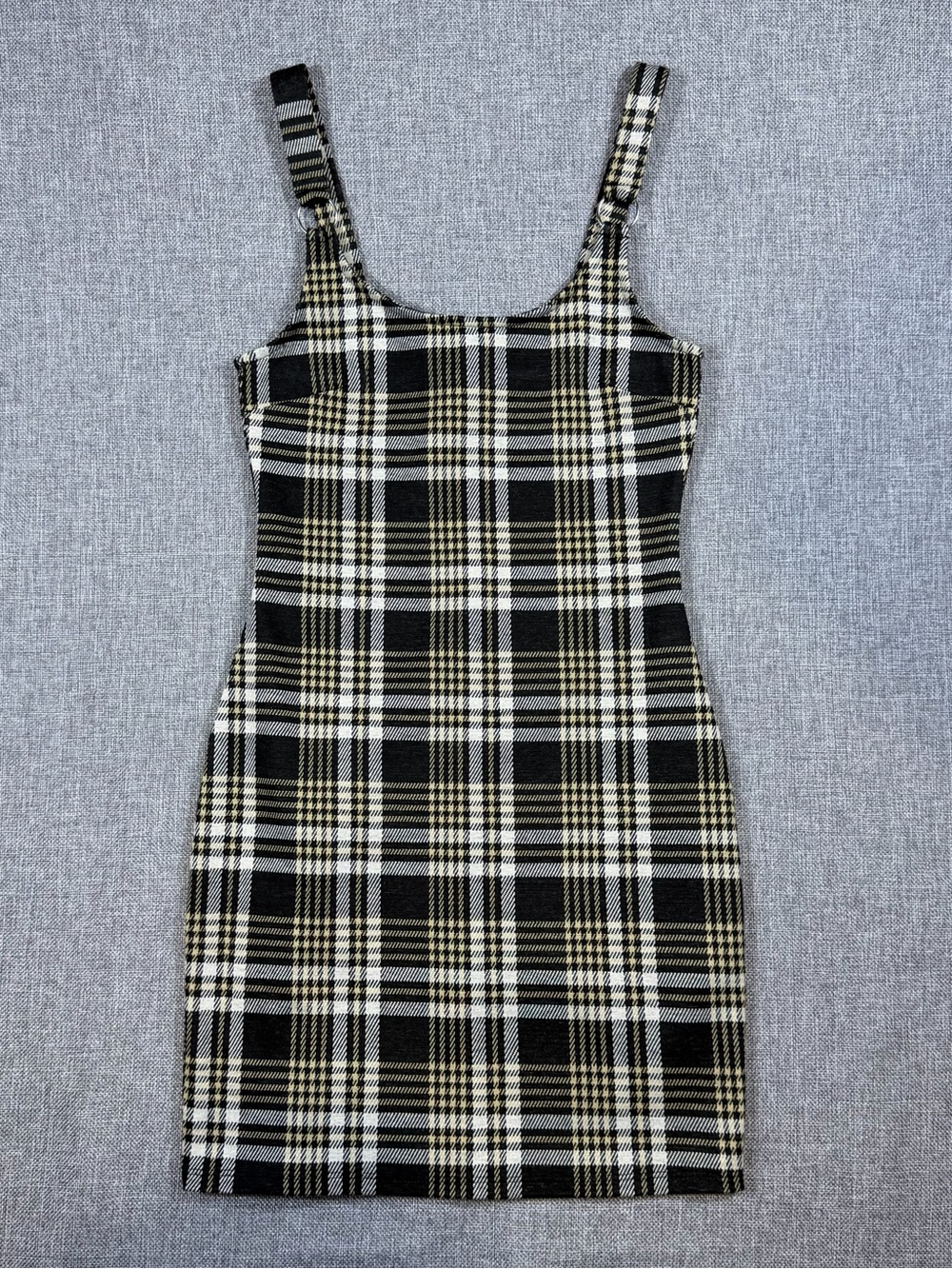 Forever 21 Black, Cream, and beige Plaid Mini Dress
